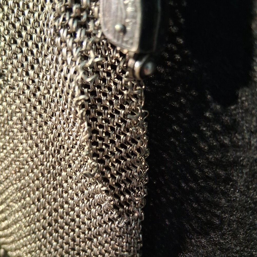 Shimmering (1910-1920) German-Ag Mesh Coin Pouch with Crest Plate & Talon Zipper - Picture 16 of 16